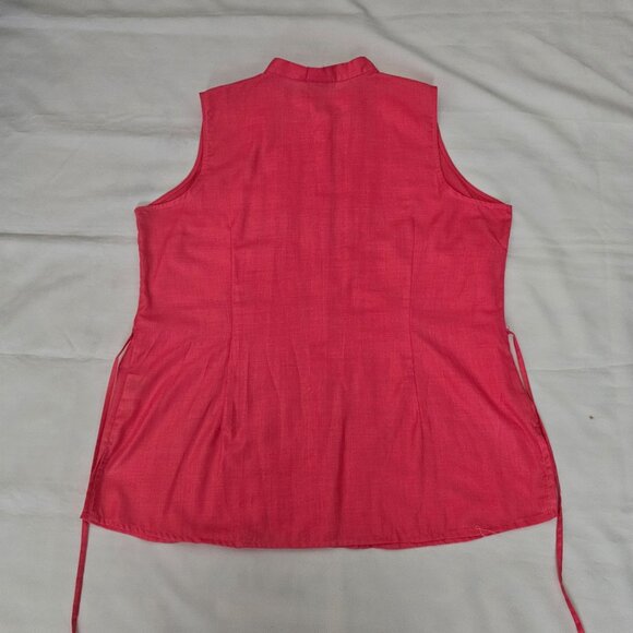 Jaclyn Smith Women's Pink Pintuck Button Front Sleeveless Blouse Size XL - Picture 5 of 11